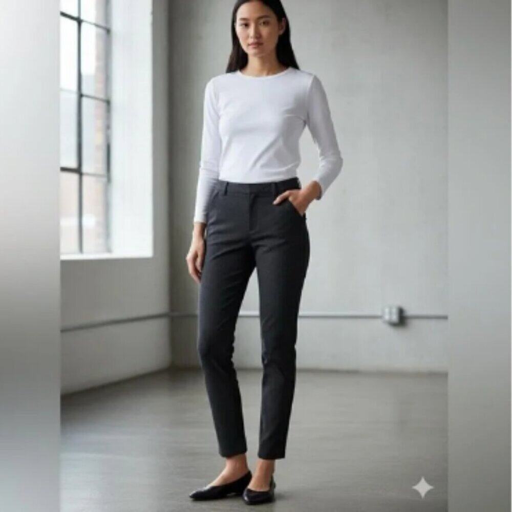 💐 Andrew Marc Grey Straight Leg Mid Rise Trouser Dress Pants